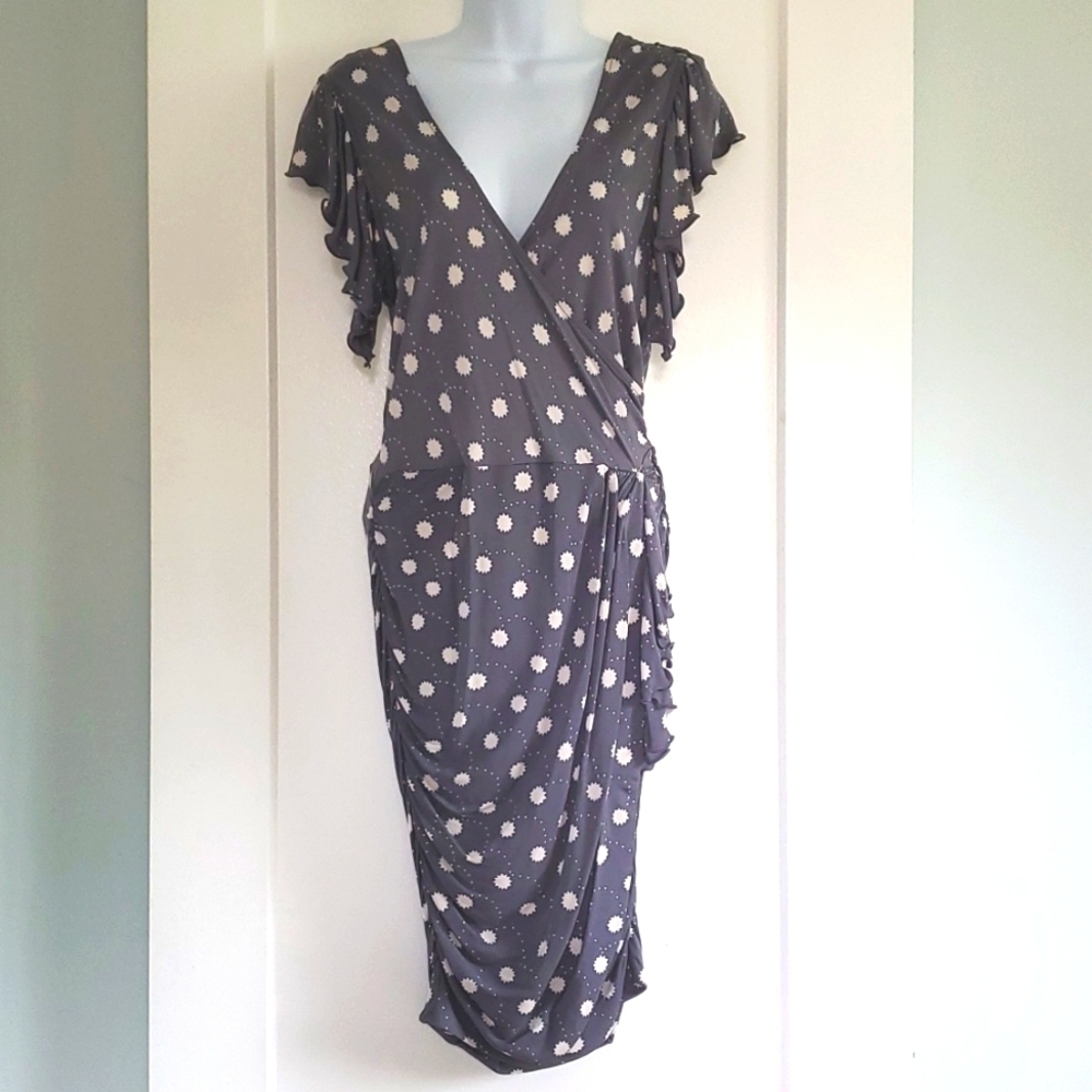 Anthropologie brand Leifsdottir vintage grey Sparks Fly Dress size medium